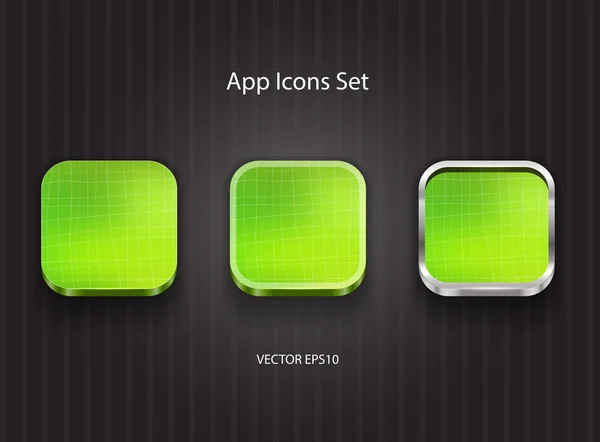 Vector green 3d square app icons set — Stock Vector