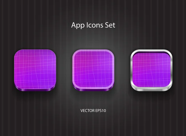 Vector purple 3d kare app simge seti — Stok Vektör