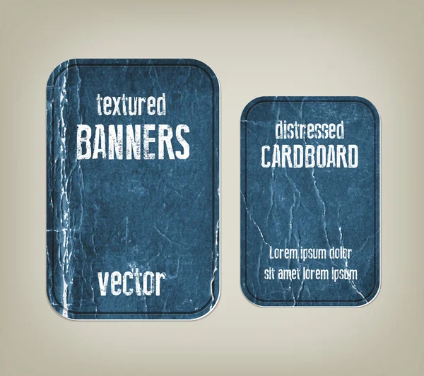 Vector vintage blue distressed crumpled cardboard banners — Stock Vector