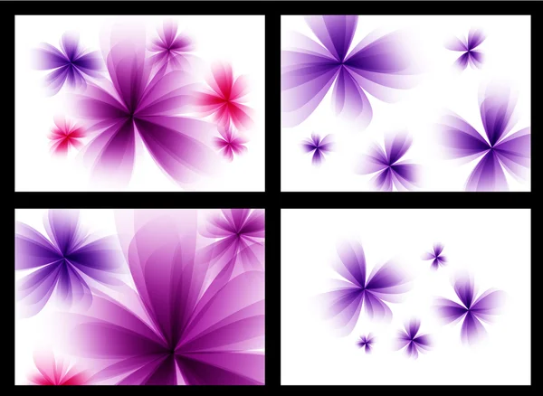 Abstracte gestileerde paarse vector bloemen set. — Stockvector