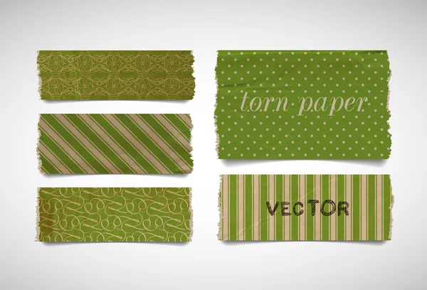 Coleção de banners de peças de papel rasgado vetorial - verde — Vetor de Stock