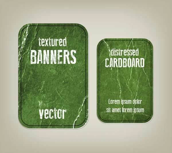 Vector vintage verde angustiado banderas de cartón arrugado — Archivo Imágenes Vectoriales