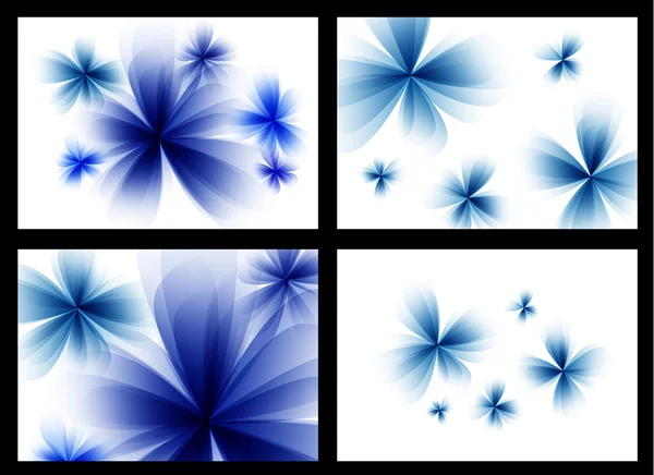 Juego de flores vectoriales azules estilizadas abstractas . — Archivo Imágenes Vectoriales