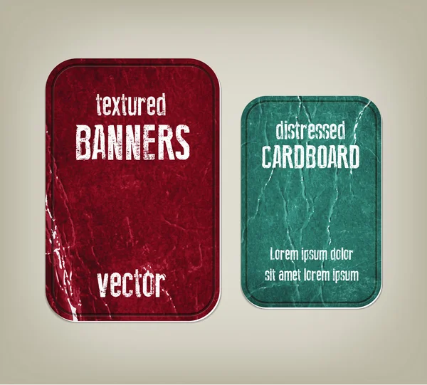 Vetor vintage angustiado crumpled banners de papelão — Vetor de Stock