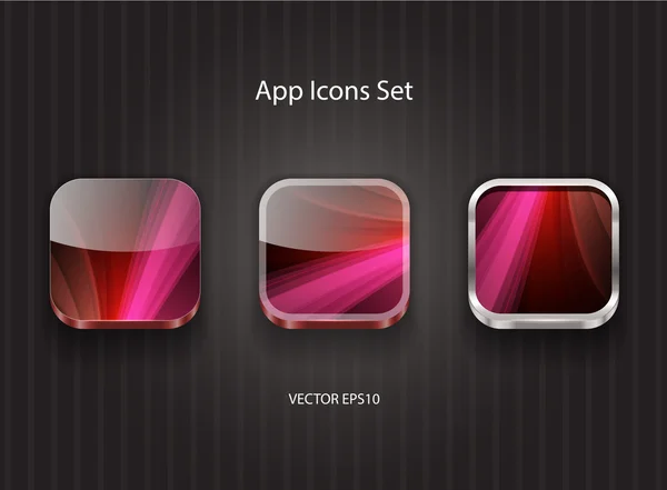 Vector rode 3d vierkante app icons set — Stockvector