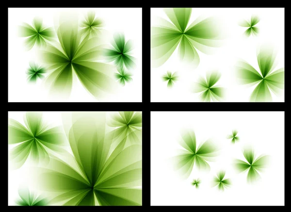 Abstracte gestileerde groene vector bloemen set. — Stockvector