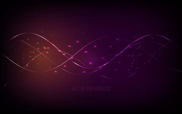 Fond lumineux abstrait vectoriel avec des ondes lumineuses et des paillettes — Image vectorielle