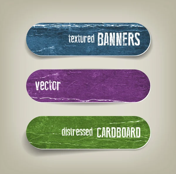 Vector vintage distressed crumpled cardboard banners — Stock Vector