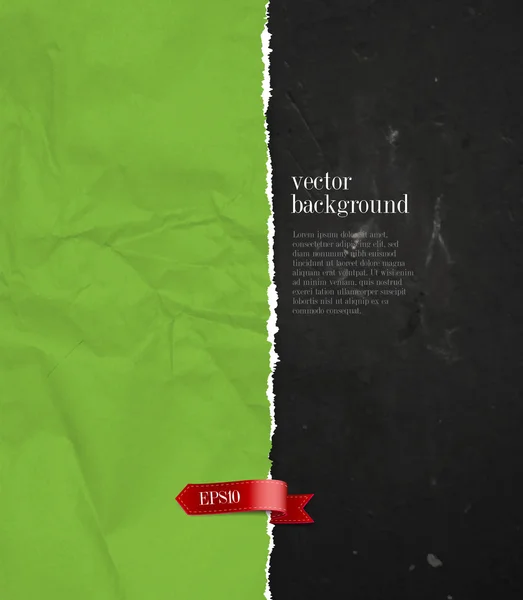 Vector arrugado desgarrado fondo de papel verde con etiqueta de cinta sobre una pared grumosa — Archivo Imágenes Vectoriales