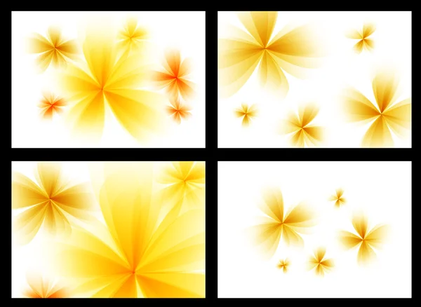 Set di fiori vettoriali gialli stilizzati astratti . — Vettoriale Stock