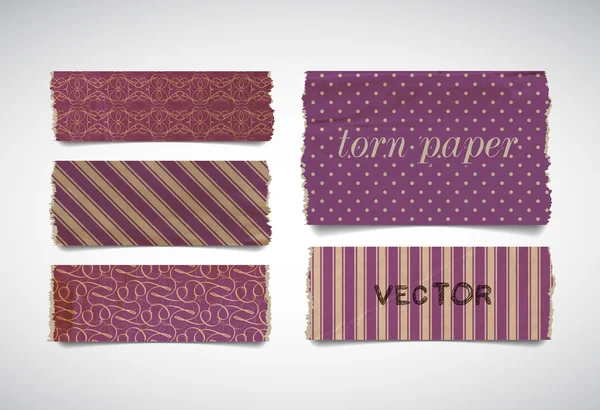 Coleção de banners de peças de papel rasgado vetorial - roxo — Vetor de Stock