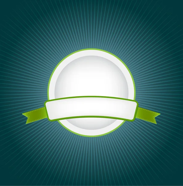 Groene ronde vector promo banner - badge versierd met linten — Stockvector