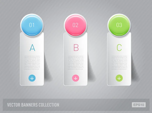 Vector 3d plastic en papier glanzende vooruitgang banners infographic — Stockvector