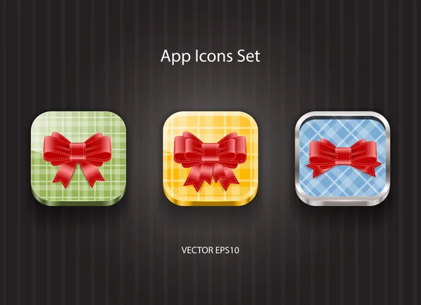 Vector 3d square app icons with bows — Stock Vector