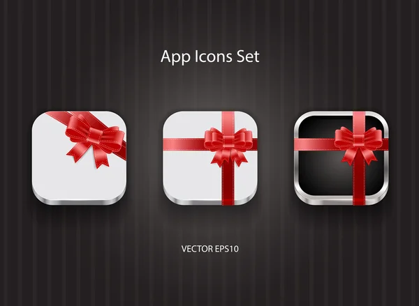 Vector 3d vierkante app iconen set - geschenken thema — Stockvector