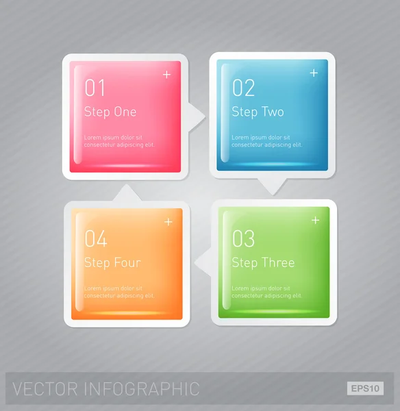 Vector 3D-kunststof glanzend infographic design lay-out - vierkante vooruitgang banners — Stockvector