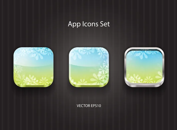 Icone app vettoriale 3d con tema floreale — Vettoriale Stock