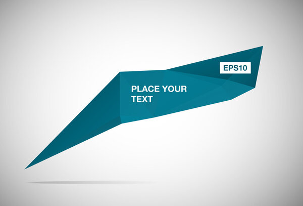Векторное современное абстрактное оригами голубое многоугольное знамя - речевой пузырь
