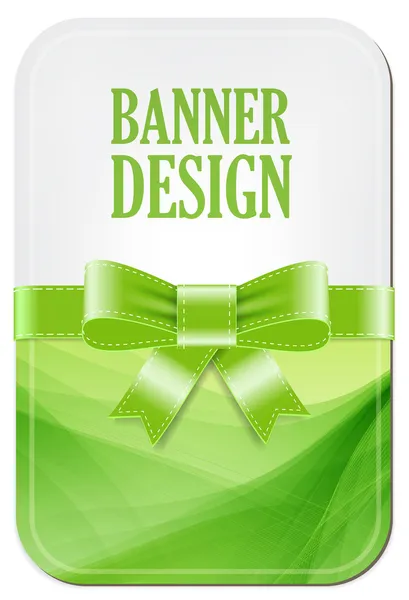 Colorful green vector banner with elegant background decorated with silky ribbon bow — Stock Vector