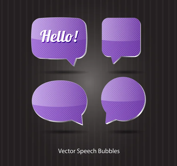 Vector 3d purple glossy speech bubbles collection — Stock Vector