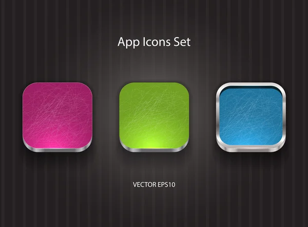 Иконки векторных 3d приложений с красочной царапиной на поверхности — стоковый вектор