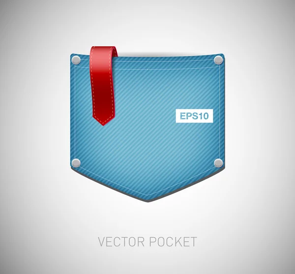 Vektorové džínové kapsa s pásem karet značky — Stockový vektor