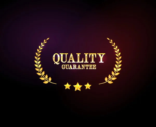 Vector golden laurel wreath with three stars "Quality Guarantee" — Stock Vector