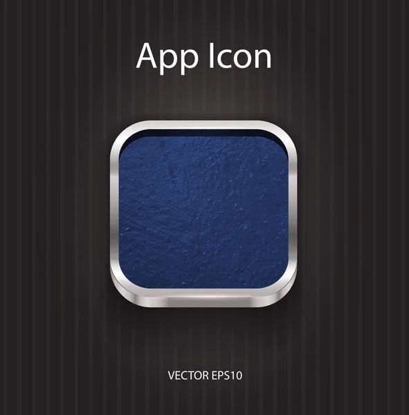 Vector 3d app icon with grungy texture and aluminum border — Stock Vector