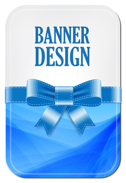 Цветной синий векторный баннер с элегантным фоном, украшенный шелковистой ленточкой
