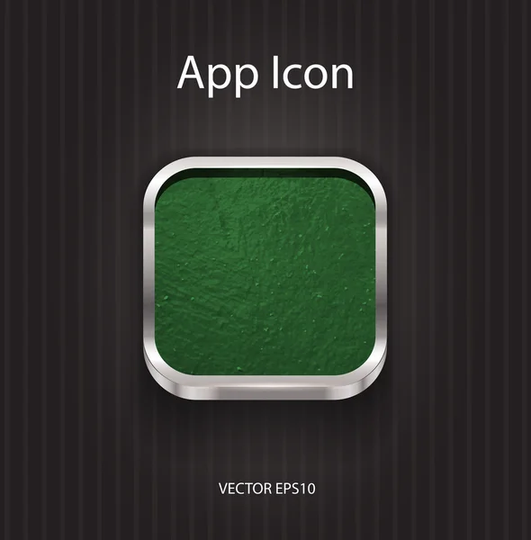 Vector 3d app pictogram met grungy textuur en aluminium rand — Stockvector