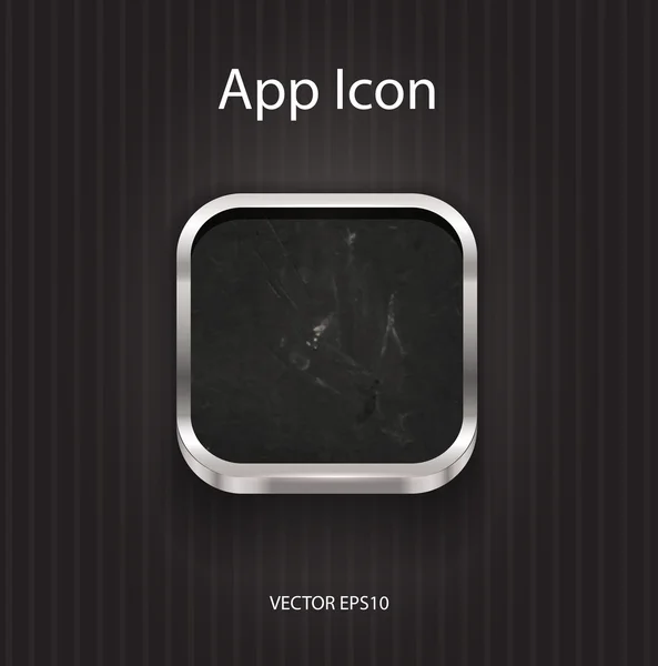 Icona dell'app Vector 3d con grungy texture e bordo in alluminio — Vettoriale Stock