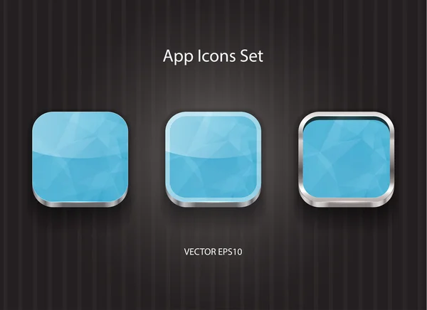 Vector 3d app icons with blue geometric texture — Stock Vector