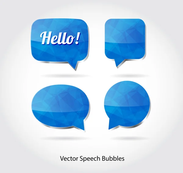 Vector 3d blue glossy speech bubbles collection — Stock Vector
