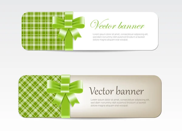 Vintage vector banners collection decorated with tartan and silky ribbon bows — Stock Vector