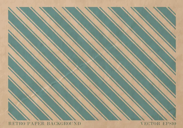 Tarjeta de papel descolorida vectorial vintage con impresión geométrica a rayas azules desgastadas — Vector de stock