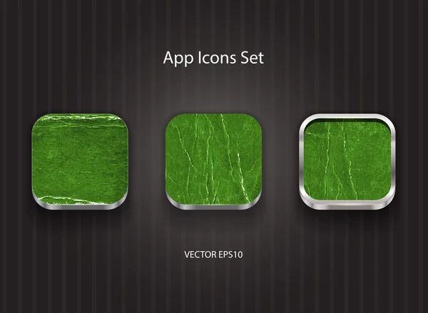 Icônes vectorielles de l'application 3d avec texture grungy carton vert — Image vectorielle