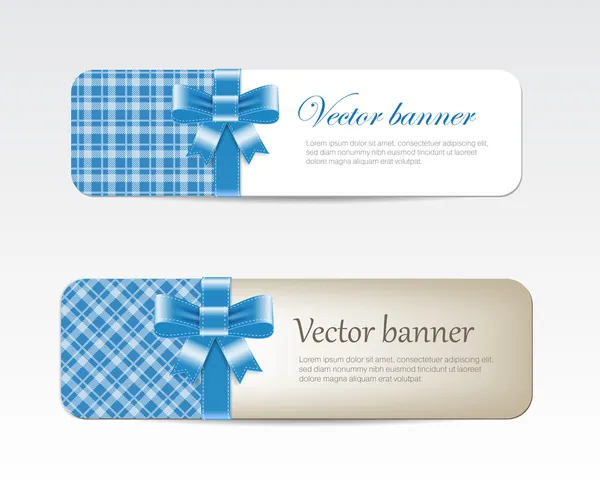 Vintage vector banners collection decorated with tartan and silky ribbon bows — Stock Vector