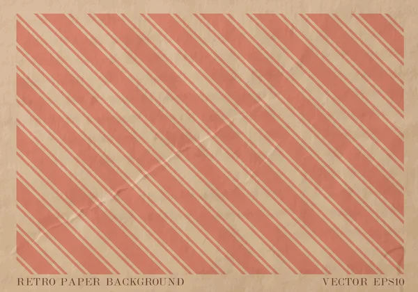 Tarjeta de papel descolorida vectorial vintage con impresión geométrica a rayas rojas desgastadas — Archivo Imágenes Vectoriales