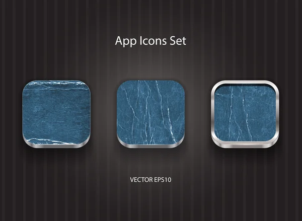 Icone app vettoriale 3d con grungy texture di cartone blu — Vettoriale Stock