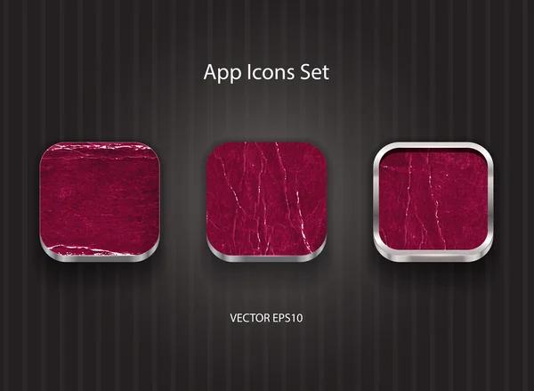 Vector 3d app pictogrammen met grungy paarse kartonnen textuur — Stockvector