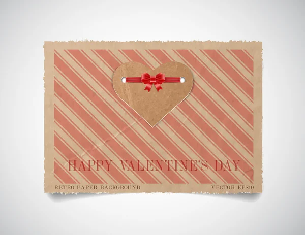 Plantilla de tarjeta de felicitación de día de San Valentín de papel rayado vintage vectorial — Vector de stock