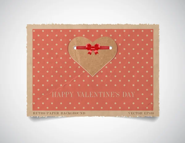 Vector vintage dotted paper valentine's day greeting card template — Stock Vector