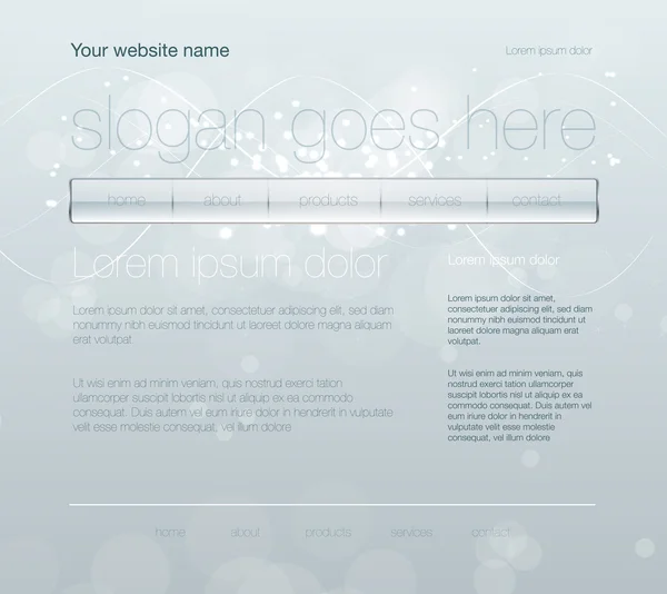 Vector luz cinza web site modelo de design com barra de navegação brilhante — Vetor de Stock
