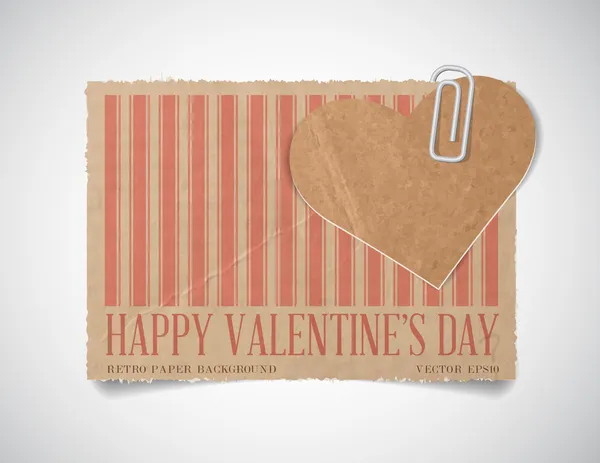 Plantilla de tarjeta de felicitación de día de San Valentín de papel rayado vintage vectorial — Archivo Imágenes Vectoriales