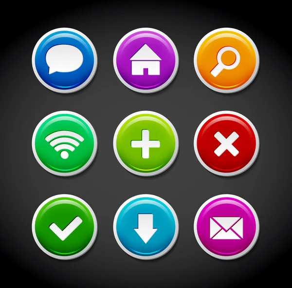 renkli vektör yuvarlak yumuşak plastik parlak simgeler koleksiyonu