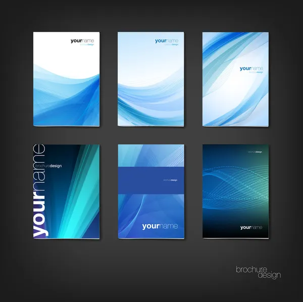 Modré vektor Brožura - Brožura cover design šablony kolekce — Stockový vektor