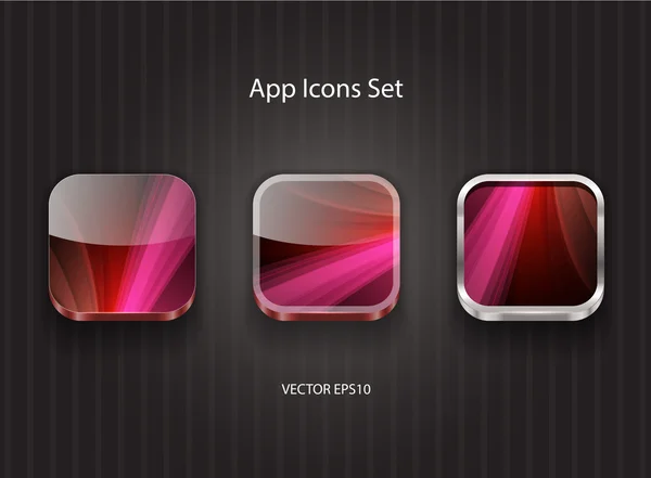 Conjunto de ícones de aplicativos quadrados 3d vermelho vetorial —  Vetores de Stock