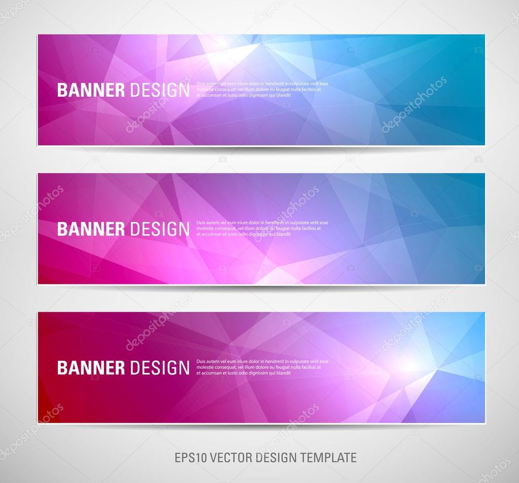 A set of modern vector banners with polygonal background