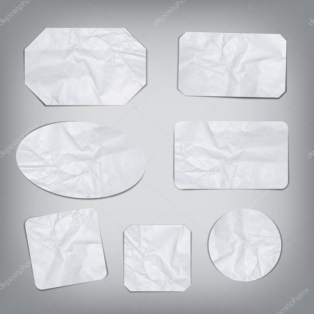 Set of crumpled notepapers