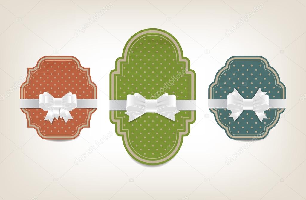 Three vector vintage style cardboard banners with dotted patterns